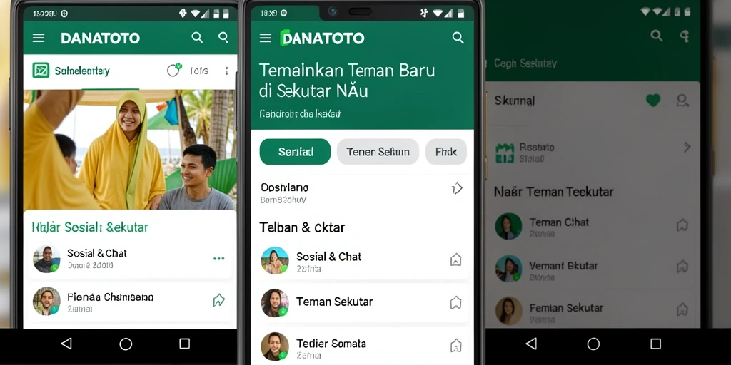 Tampilan utama DANATOTO dengan berbagai pilihan teman sekitar.