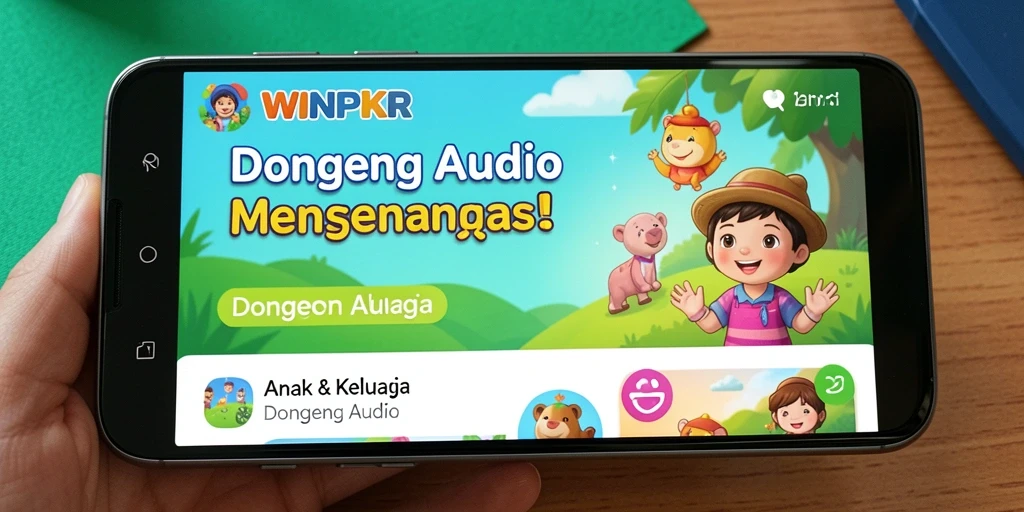 Antarmuka aplikasi WINPKR dengan fungsi Dongeng Audio yang menarik.