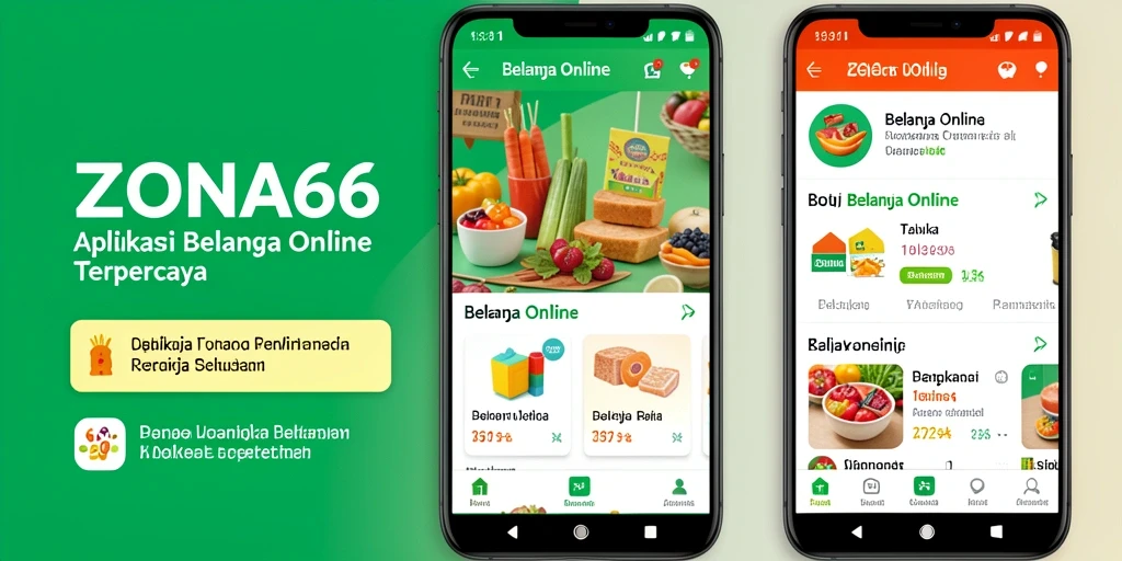 Tampilan antarmuka aplikasi ZONA66 untuk Belanja Online.