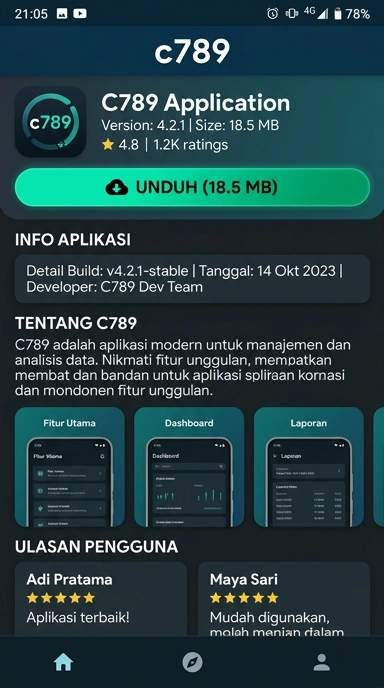 Tampilan halaman APK c789