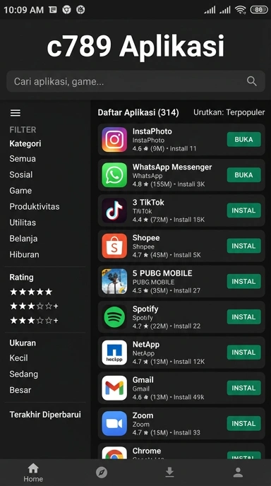Tampilan katalog aplikasi c789